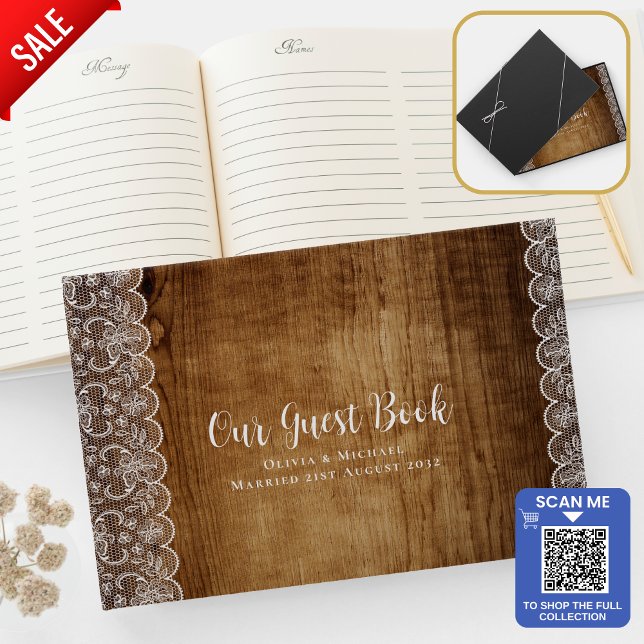 Rustic Lace Custom Branded EVENT Keepsake Personal Guest Book (Creator Uploaded)