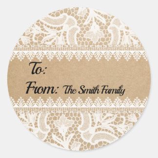Rustic Lace Custom To/From Gift Label Stickers