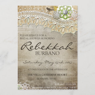 Rustic Lace Distressed Bridal Shower Invite