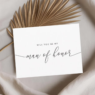 Rustic Lace Floral Will You Be My Man of Honour Invitation Postcard