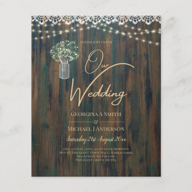 Rustic Lace Gypsophila Lights Mason Jar Wedding (Front)