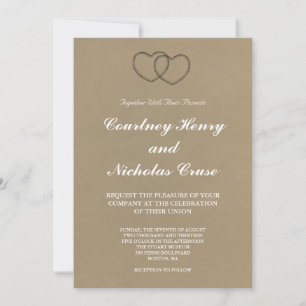 Rustic Lace Hearts Wedding Invitation