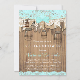 Rustic Lace Mason Jar Bridal Shower Invitation