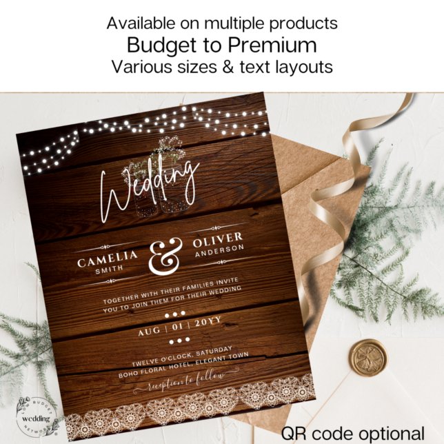 Rustic Lace Mason Jar Lights Gypsophila Wedding Flyer (Creator Uploaded)