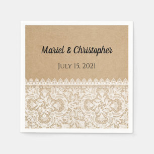 Rustic Lace Personalized Wedding Napkin