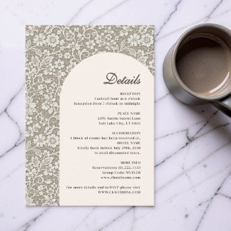 Rustic Lace Photo Beige Wedding Details Arch Enclosure Card
