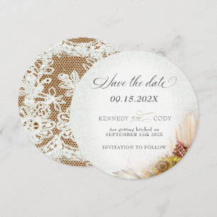 Rustic Lace Rust Boho Wedding Save The Date