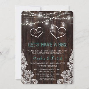 Rustic Lace String Lights Old Barn I DO BBQ Invite