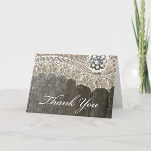 Rustic Lace Vintace Wood Merci Cartes