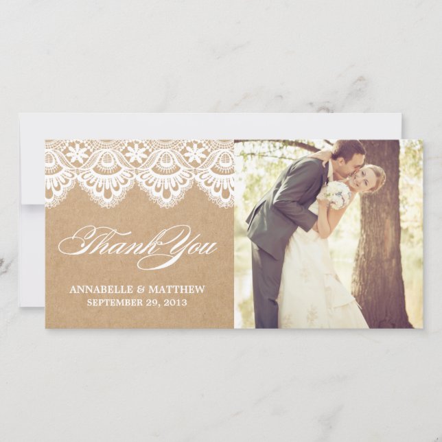 RUSTIC LACE | WEDDING THANK YOU PHOTO CARD (Front)