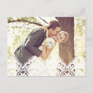 RUSTIC LACE WEDDING THANK YOU PHOTO POST CARD