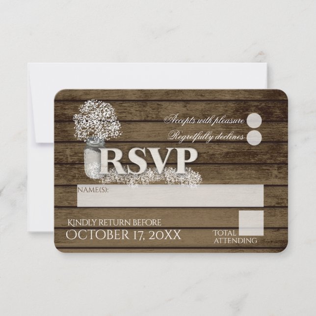Rustic Ladder Love Baby's Breath RSVP Wedding (Front)