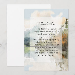 Rustic Lake Funeral Thank You Card