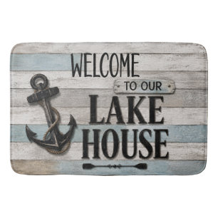 Rustic Lake House Anchor Nautical Coastal Bath Mat