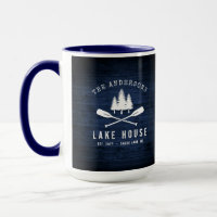 Rustic Lake House Oars Trees Blue Wood Print Large