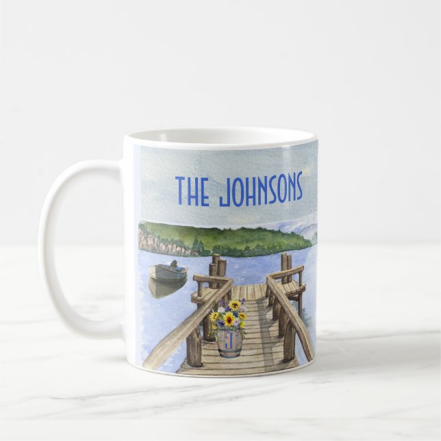 Rustic Lake House Themed Family  Coffee Mug (Left)