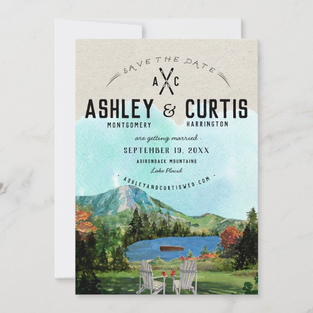 Rustic Lake Placid Wedding | Save the Date (Front)
