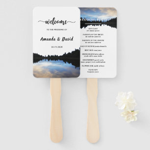 ©Rustic Lake Reflections Lakeside Wedding Hand Fan