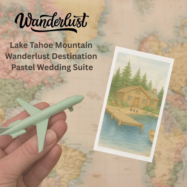 Rustic Lake Tahoe Mountain destination Wedding Napkin (Creator Uploaded)