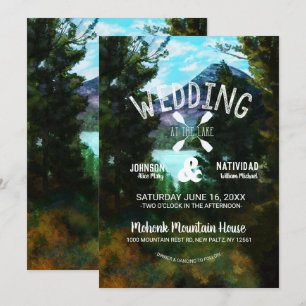 Rustic Lakeside Mountain Wedding Invitation