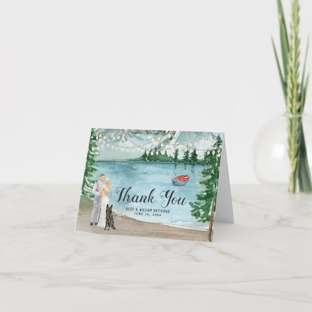Rustic Lakeside Mountain | Wedding Thank You Card (Front)