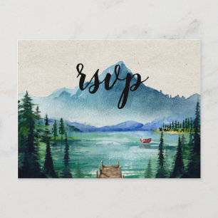 Rustic Lakeside RSVP Postcard with Meal Choice