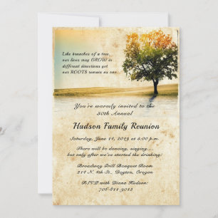 Rustic Lakeside Tree Famille Invitations de la réu