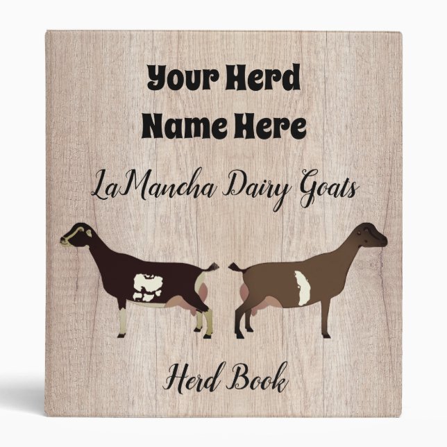 Rustic LaMancha Dairy Goat Herd Book Binder (Front)