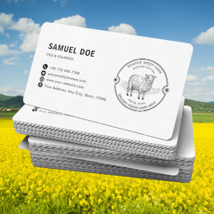 Rustic Lamb Sheep Farm LOGO QR Code  Business Card