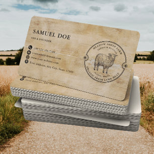 Rustic Lamb Sheep Farm LOGO QR Code  Business Card