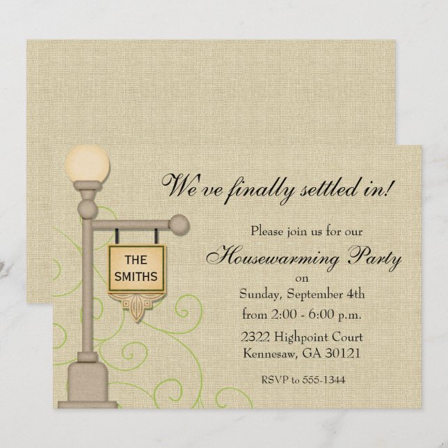 Rustic Lamp Post Housewarming Invitation (Front/Back)