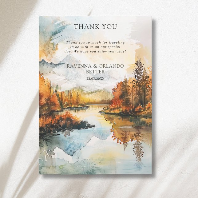 Rustic Landscape Mountain Lake Fall Thank You Card (Creator Uploaded)