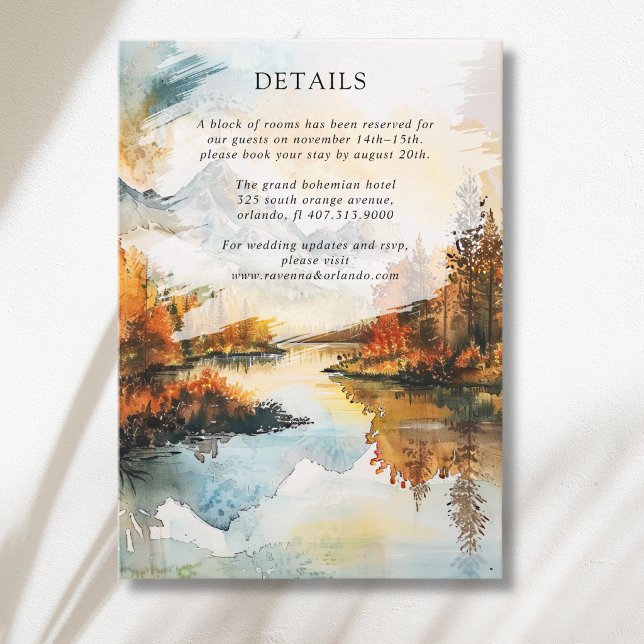 Rustic Landscape Mountain Lake Wedding Details Enclosure Card (Creator Uploaded)