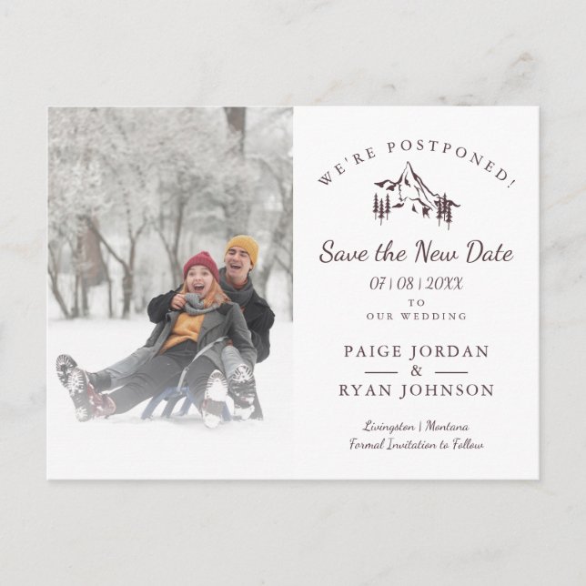 Rustic Landscape Mountains Photo Change the Date Postcard (Front)