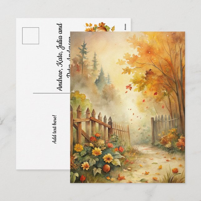 Rustic Landscape - Welcome Fall Holiday Postcard (Front/Back)