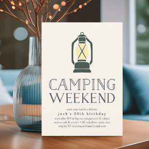 Rustic Lantern Camping Week-End Invitation