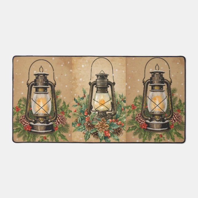 Rustic lantern Christmas holly pine festive winter (Recto)