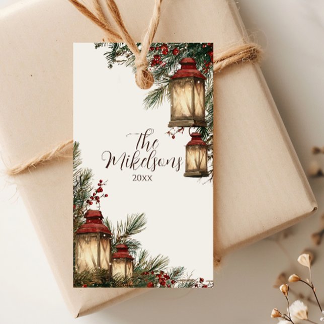 Rustic Lantern Christmas Party Gift Tags (Creator Uploaded)