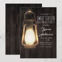 Rustic Lantern Lights Barn Wood Sweet 16 Party