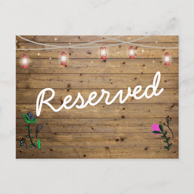 Rustic Lantern Lights Reserved Seats Card (Front)