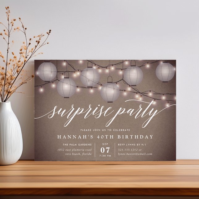 Rustic Lanterns Surprise Party Invitation (Creator Uploaded)