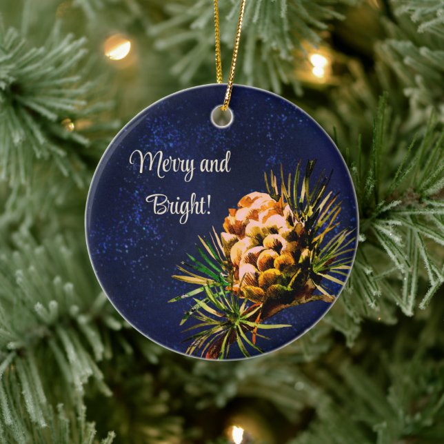 Rustic Larch cone Ceramic Ornament (Tree)