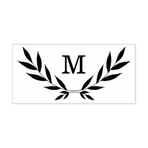 Rustic Laurel Branch Monogram Rubber Stamp