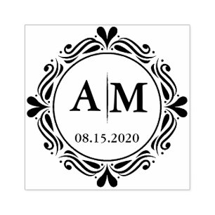 Rustic Laurel Country Wreath   Wedding Rubber Stamp