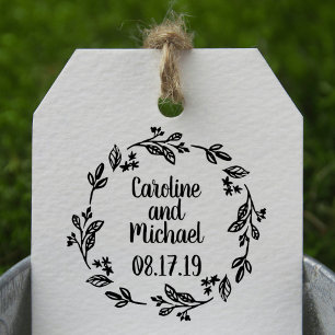 Rustic Laurel Country Wreath Wedding Rubber Stamp