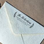 Rustic Laurel Family Name Return Address Label Self-inking Stamp<br><div class="desc">This elegant return address label theme features your family name in a rustic, vintage-style script lettering with your address below in classic serif typography. Two hand-drawn laurel branches surround the text. This self-inking stamp is perfect for personal or professional mail, daily use, or events like party invitations, thank you cards,...</div>