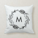 Rustic Laurel Farmhouse Pinecone Monogrammed Throw Pillow<br><div class="desc">Rustic Laurel Farmhouse Pinecone Monogrammed Throw Pillow with a natural burlap background.  A lovely farmhouse touch for your holiday and winter decor.</div>
