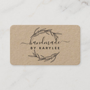 Rustic Laurel Leaf Handmade Script Business Card