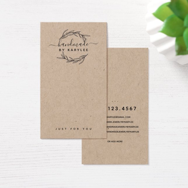 Rustic Laurel Leaf Jewelry Earring Display Card (Desk)