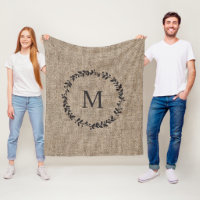 Rustic Laurel Wreath Farmhouse Burlap Monogrammed